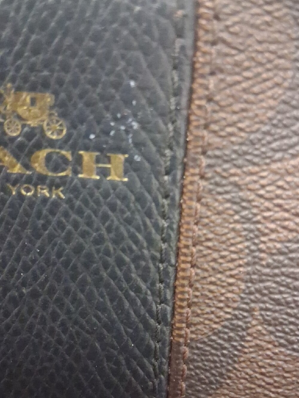 Coach Brown and Black Signature Wristlet Wallet with Gold Logo - Picture 2 of 6